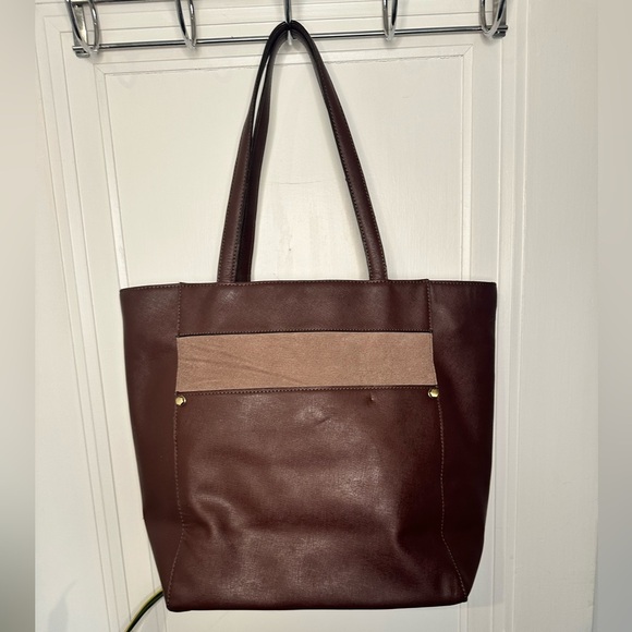 Oryany Daphne Tall Mixed Leather Tote Bag brown suede - Picture 11 of 16